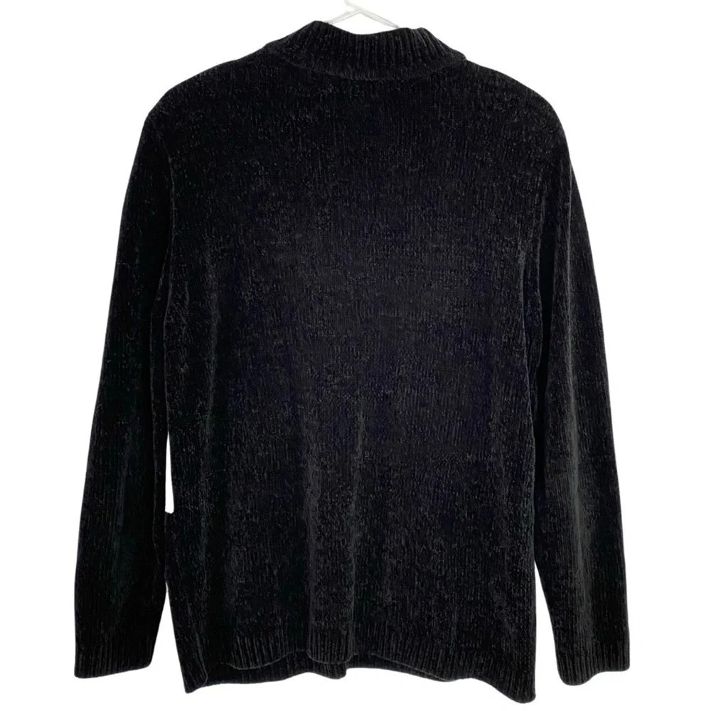 Vintage 90s Chenille Granny Mockneck Pullover Sweater Tunic Women Size Medium - Picture 2 of 12